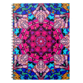 Mozaïek Roze Mandala Bloemen Psychedelische Retro Notitieboek