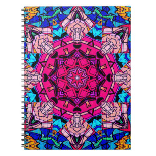Mozaïek Roze Mandala Bloemen Psychedelische Retro Notitieboek