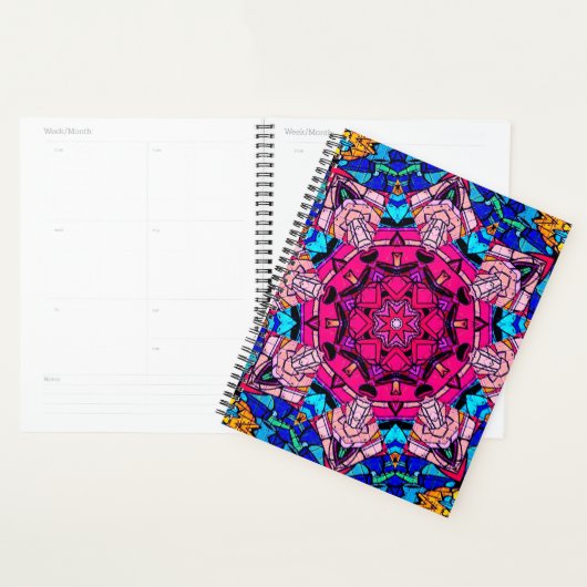 Mozaïek Roze Mandala Bloemen Psychedelische Retro Planner (Display)