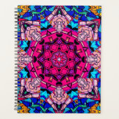 Mozaïek Roze Mandala Bloemen Psychedelische Retro Planner (Voorkant)