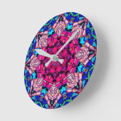 Mozaïek Roze Mandala Bloemen Psychedelische Retro Ronde Klok (Hoek)