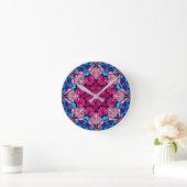 Mozaïek Roze Mandala Bloemen Psychedelische Retro Ronde Klok (Huis)