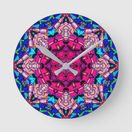 Mozaïek Roze Mandala Bloemen Psychedelische Retro Ronde Klok