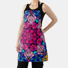 Mozaïek Roze Mandala Bloemen Psychedelische Retro Schort