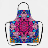Mozaïek Roze Mandala Bloemen Psychedelische Retro Schort (Voorkant)