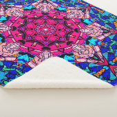 Mozaïek Roze Mandala Bloemen Psychedelische Retro Sherpa Deken (3/4)