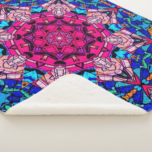 Mozaïek Roze Mandala Bloemen Psychedelische Retro Sherpa Deken (3/4)
