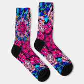 Mozaïek Roze Mandala Bloemen Psychedelische Retro Sokken (Rechts)