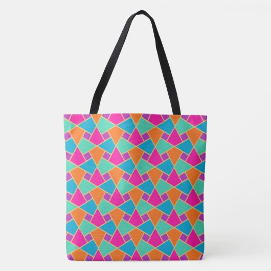 Mozaïek Roze, Sinaasappel, Turquoise, Aqua, Goud-e Tote Bag (Voorkant)
