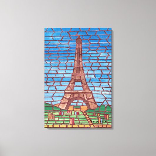 Mozaïek Schilderij van Eiffeltoren Gewikkelde Canv Canvas Afdruk (Voorkant)