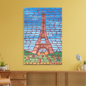 Mozaïek Schilderij van Eiffeltoren Gewikkelde Canv Canvas Afdruk (Insitu (Woonkamer))