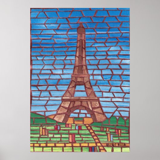 Mozaïek Schilderij van Eiffeltoren Posters (Voorkant)