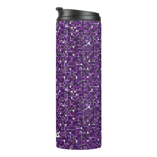 Mozaïek Sparkle Squares Paarse ID653 Thermosbeker (Geroteerd rechts)