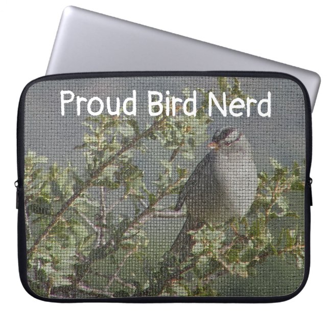 Mozaïek Sparrow Avid Vogelaar Trotse Vogelnerd Laptop Sleeve (Voorkant)