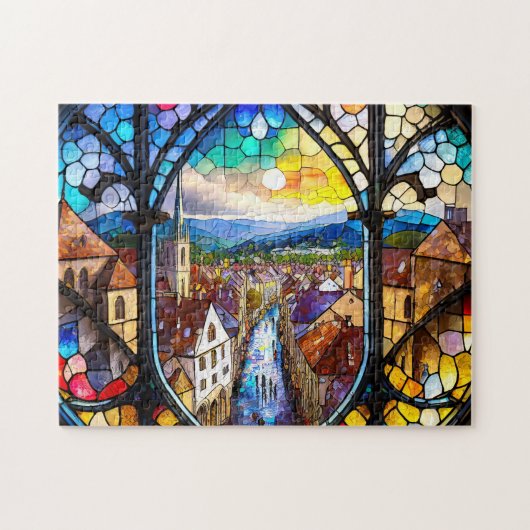 Mozaïek Stad 3 Gemakkelijk brein Art Puzzel Foto P (Horizontaal)
