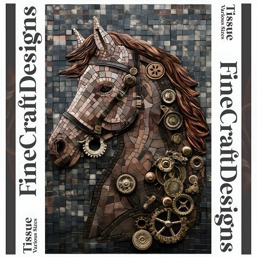 Mozaïek Steampunk Bruin Paard Koper A6L Decoupage Tissuepapier