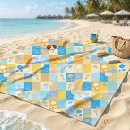 Mozaïek strand en oceaan geïnspireerde zomer fleece deken