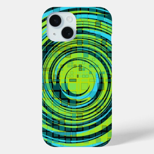 Mozaïek Swirl Blauw Groen iPhone Case (Achterkant)