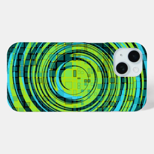 Mozaïek Swirl Blauw Groen iPhone Case (Achterkant (horizontaal))