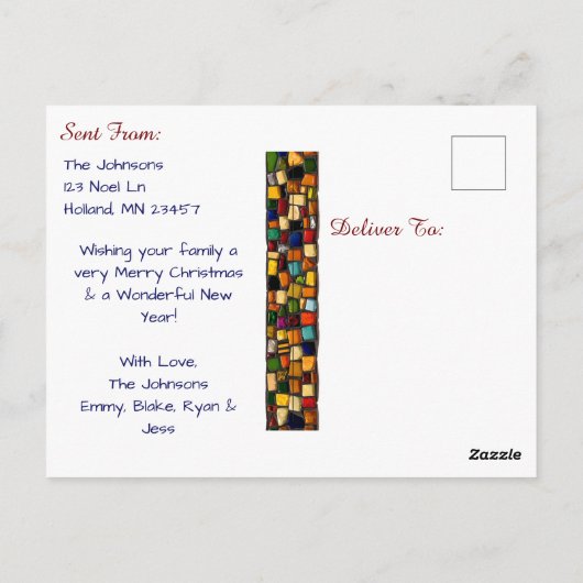  Mozaïek Tegel en Glas in lood Kerst Briefkaart (Achterkant)
