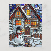 Mozaïek Tegel en Glas in lood Kerst Briefkaart (Voorkant)