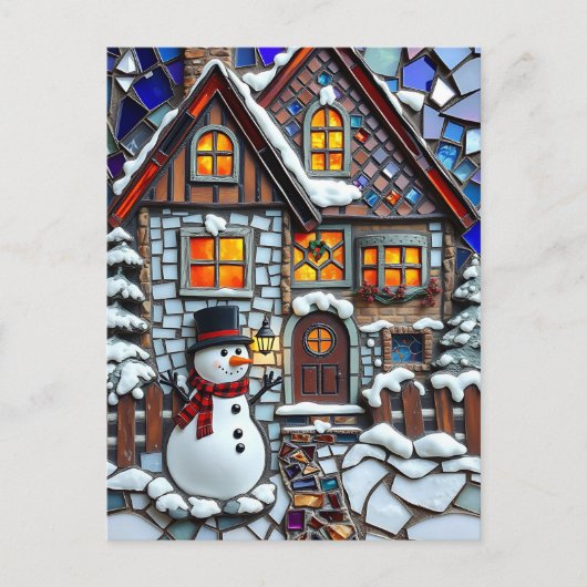  Mozaïek Tegel en Glas in lood Kerst Briefkaart (Voorkant)
