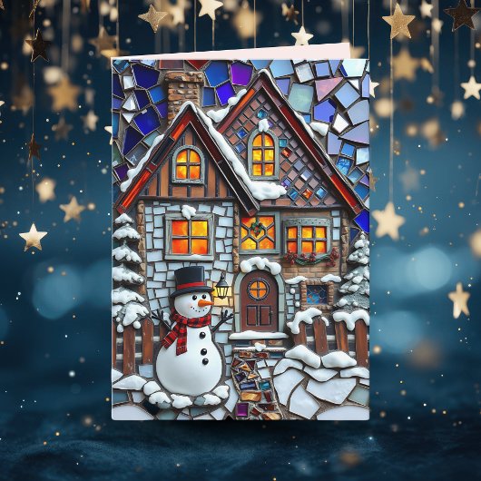  Mozaïek Tegel en Glas in lood Kerst Kaart