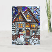  Mozaïek Tegel en Glas in lood Kerst Kaart (Voorkant)