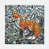 Mozaïek Tegel Fox Wildlife Art Magneet (Voorkant)