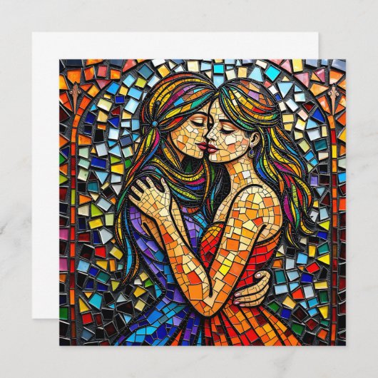 Mozaïek Tegel Style AI Art Romantische Omarm (Voorkant / Achterkant)