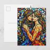 Mozaïek Tegel Style AI Art Romantische Omarm Briefkaart (Voorkant / Achterkant)