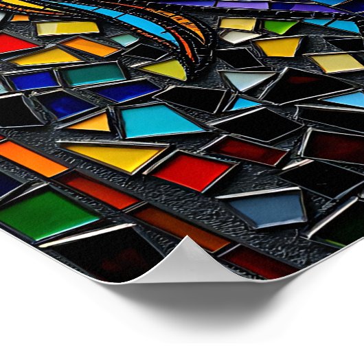 Mozaïek Tegel Style AI Art Romantische Omarm Poster (Hoek)