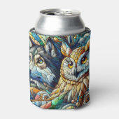 Mozaïek Tegel Wolf en Uil Blikjeskoeler (Blikje Voorkant)