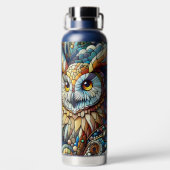 Mozaïek Tegel Wolf en Uil Waterfles (Achterkant)