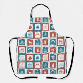 Mozaïek Tegels Advent Kerstmis Groen Rood Patroon Schort (Voorkant)