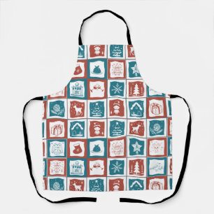 Mozaïek Tegels Advent Kerstmis Groen Rood Patroon Schort