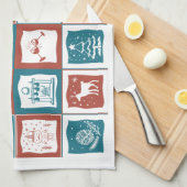 Mozaïek Tegels Advent Kerstmis Groen Rood Patroon Theedoek (Quarter Fold)