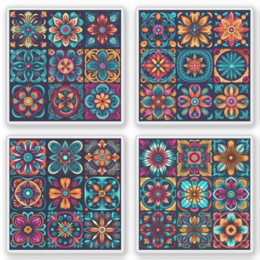 Mozaïek Tegels Flower 21 - 24 Sticker (Voorkant)