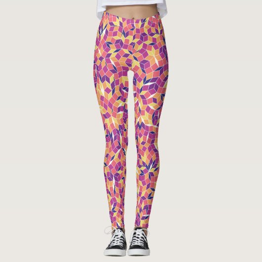 Mozaïek Tegels patroon Leggings (Voorkant)