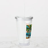 Mozaïek Tropisch strand Sunset Palm Tree Acryl Drinkbeker (Rechts)