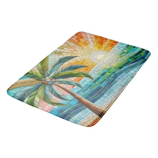 Mozaïek Tropisch strand Sunset Palm Tree Badmat (Gekanteld)