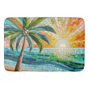 Mozaïek Tropisch strand Sunset Palm Tree Badmat