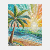 Mozaïek Tropisch strand Sunset Palm Tree Fleece Deken (Voorkant)