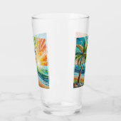 Mozaïek Tropisch strand Sunset Palm Tree Glas (Links)