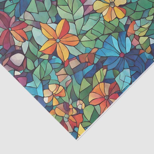 Mozaïek Tuin Bloemen en bladeren Tissuepapier (Detail)