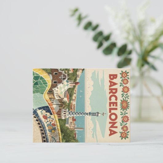 Mozaïek Uitzicht met Gaudí-stijl Briefkaart (Staand voorkant)