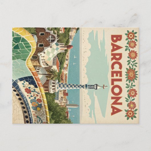 Mozaïek Uitzicht met Gaudí-stijl Briefkaart (Voorkant)