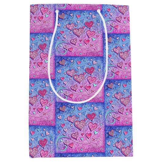 Mozaïek Valentijn Hearts Medium Cadeauzakje (Voorkant)