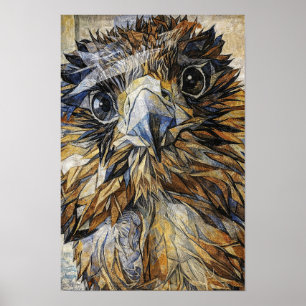 Mozaiëk valk - Geometrische roofvogel wandkunst Poster