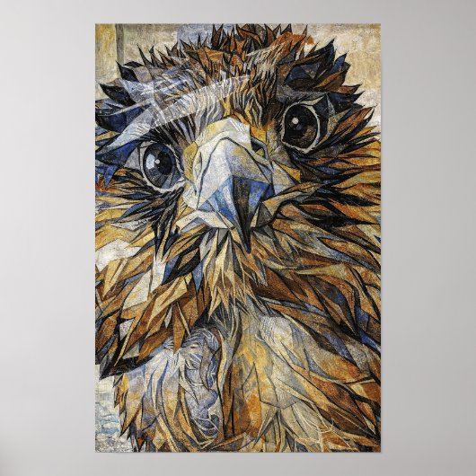 Mozaiëk valk - Geometrische roofvogel wandkunst Poster (Voorkant)